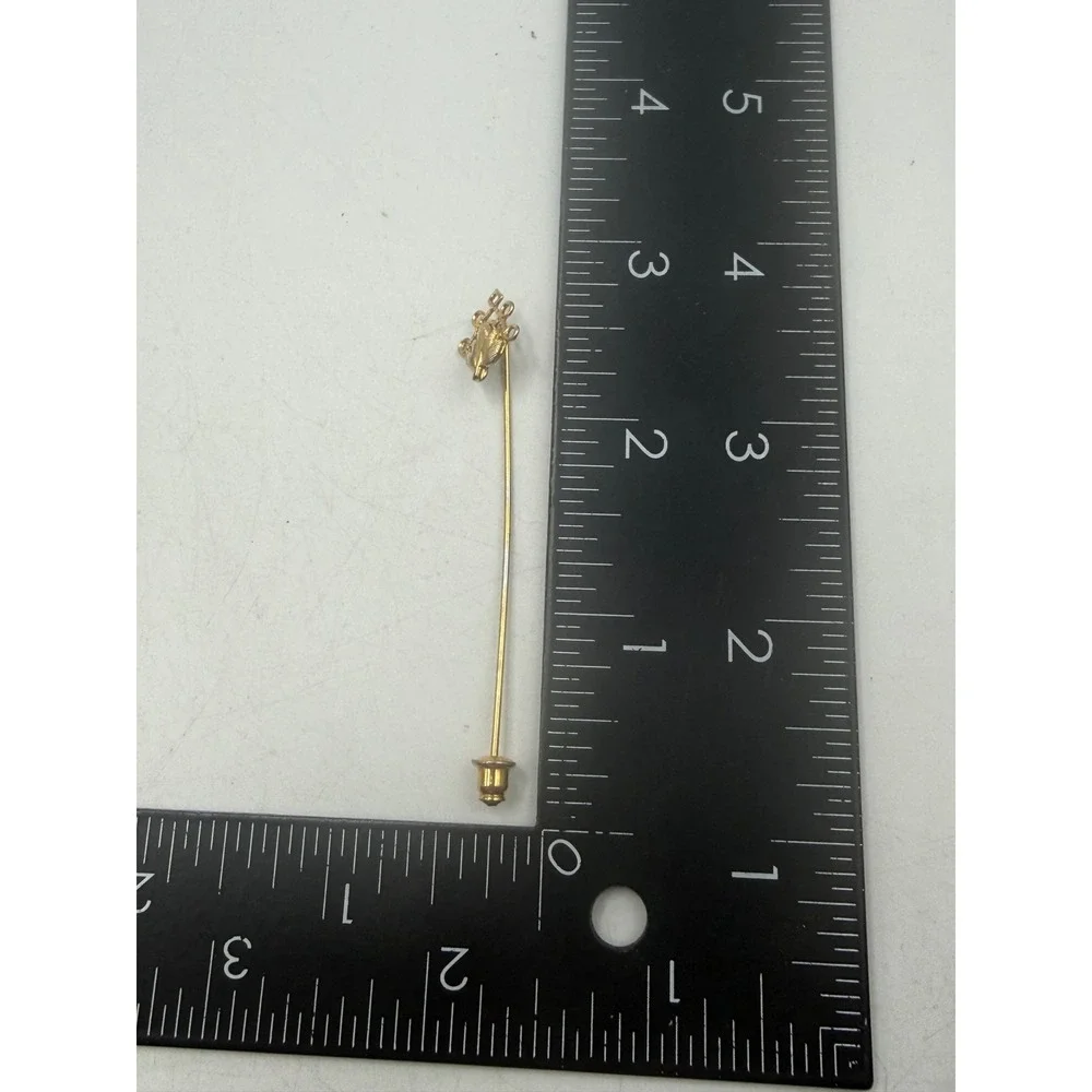 Vintage Gold Tone Ornate Openwork Stick Pin with Clutch Back Lapel Accessory